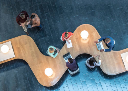 birds eye view of conference table